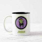 Funny Frankenstein Monster Halloween Zweifarbige Tasse (Links)