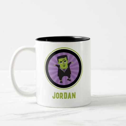 Funny Frankenstein Monster Halloween Zweifarbige Tasse (Links)