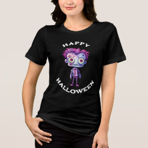 Funny Frankenstein Monster Happy Halloween Tri-Blend Shirt