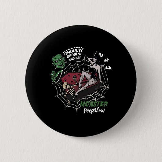 Funny Frankenstein Monster liebt Monster Bunniesh Button (Vorderseite)