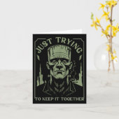 Funny Frankenstein Monster versucht es einfach Beh Karte (Gelbe Blume)