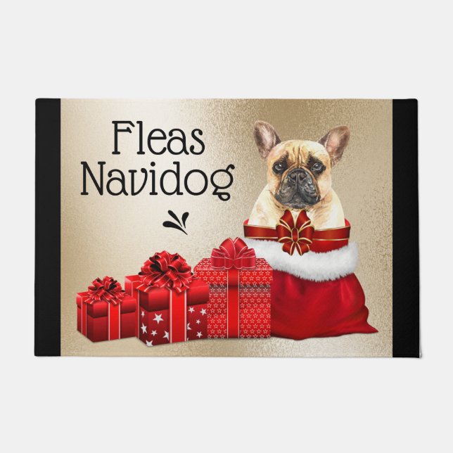 Funny Französischer Bulldog Weihnachtsflotte Fußmatte (Vorderseite)
