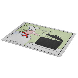 Funny Französischer Koch mit Mustache und Hat Cart Schneidebrett