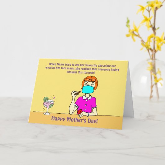 Funny Frauan Face Maske Chocolate Mother Day Karte (Gelbe Blume)