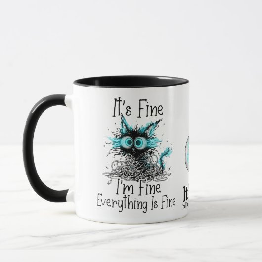 Funny Frazzled Cat Everything Is Fine Office Coffe Tasse (Links)