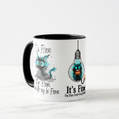 Funny Frazzled Cat Everything Is Fine Office Coffe Tasse (Vorderseite Links)