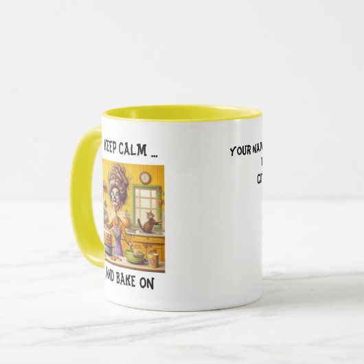 Funny Frazzled Lady Baker Cartoons Tasse (Vorderseite Links)