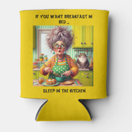 Funny Frazzled Old Lady Cartoon Pancake Making Dosenkühler