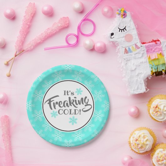 Funny Freaking Cold Winter Party Pappteller (Party)