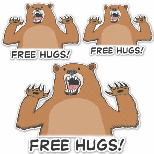 Funny Free Bear Hugs Aufkleber (Vorderseite)