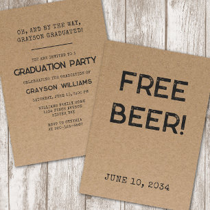 Funny Free Beer 2024 Graduation Party Einladung