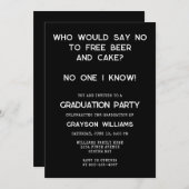 Funny Free Beer Cake Abschluss Einladung (Vorne/Hinten)