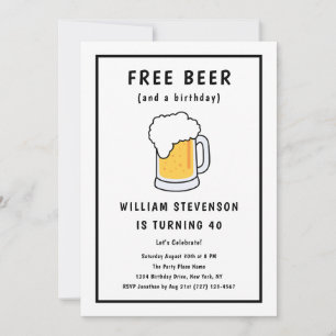 Funny Free Beer Joke Simple Man 40. Geburtstag Einladung