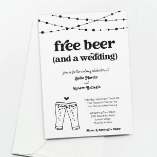 Funny Free Beer Theme Wedding Einladung