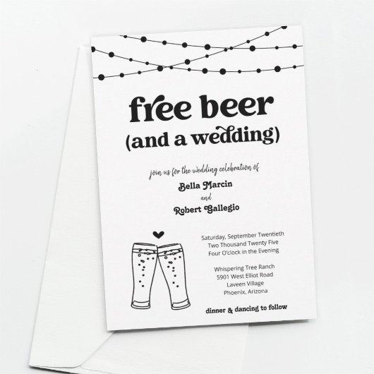 Funny Free Beer Theme Wedding Einladung