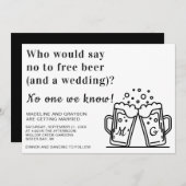 Funny Free Beer und eine Hochzeit Einladung (Vorne/Hinten)