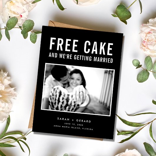 Funny Free Cake Foto Hochzeit speichern Sie das Da Ankündigungspostkarte