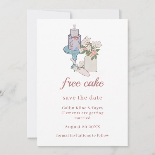 Funny Free Cake Minimalistisch Wedding RSVP Einladung (Vorderseite)