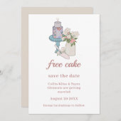 Funny Free Cake Minimalistisch Wedding RSVP Einladung (Vorne/Hinten)