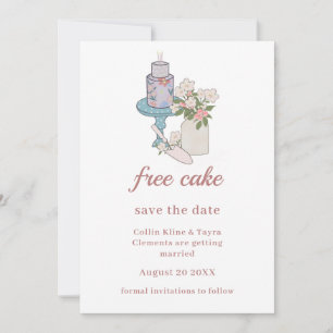 Funny Free Cake Minimalistisch Wedding RSVP Einladung