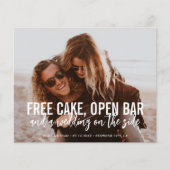 Funny Free Cake Open Bar Wedding Save the Date Flyer (Vorne)