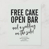 Funny Free Cake Open Bar Wedding Save the Date Flyer (Vorne)