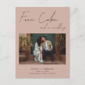 Funny Free Cake Wedding Foto Save the Date Ankündigungspostkarte (Vorderseite)