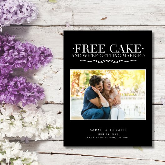 Funny Free Cake Wedding Foto Save the Date Ankündigungspostkarte