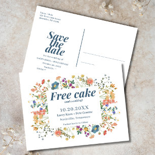 Funny Free Cake Wildblumen Hochzeit Save the Date Ankündigungspostkarte