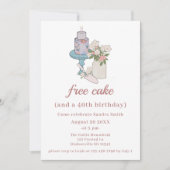 Funny Free Cake Womens 40. Geburtstag Einladung (Vorderseite)