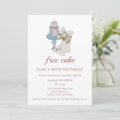 Funny Free Cake Womens 90. Geburtstag Einladung (Stehend Vorderseite)