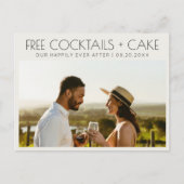 Funny Free Cocktails Cake Wedding Save the Date Ankündigungspostkarte (Vorderseite)