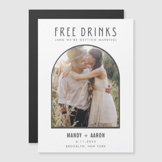 Funny Free Drinks Arch Foto Wedding Rettete The Da Magnetkarte (Vorne/Hinten)