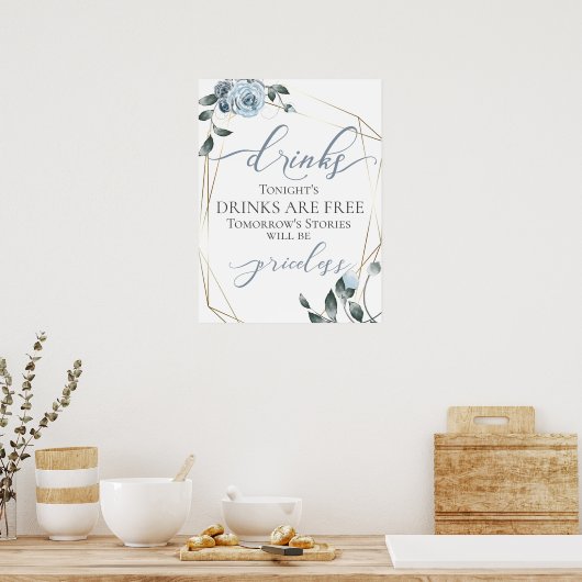 Funny Free Drinks Bar Menu Sign Poster (Küche)