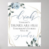 Funny Free Drinks Bar Menu Sign Poster (Vorne)