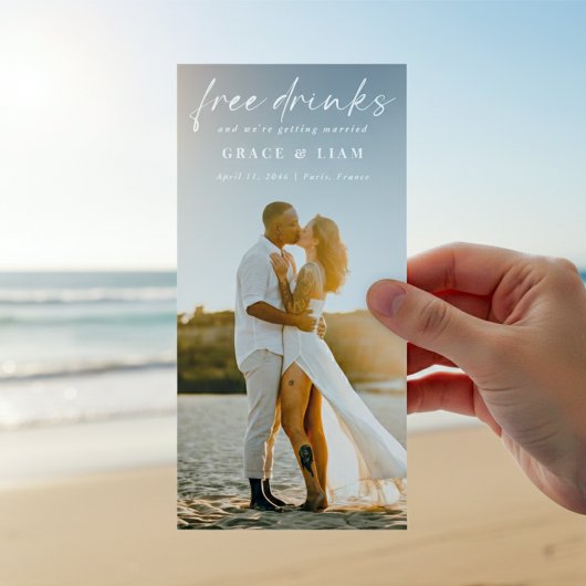 Funny Free Drinks Bookmark Modern Photo Save The Date