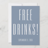 Funny Free Drinks Dusty Blue Wedding retten das Da Save The Date (Vorderseite)