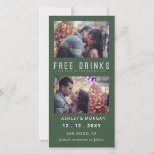 Funny Free Drinks Foto Hochzeit retten Anno Ankündigung
