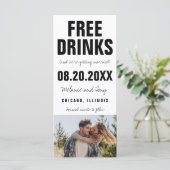 Funny Free Drinks Foto Hochzeit retten das Datum (Stehend Vorderseite)