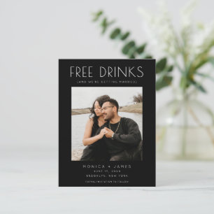 Funny Free Drinks Foto Hochzeit retten das Datum Ankündigungspostkarte