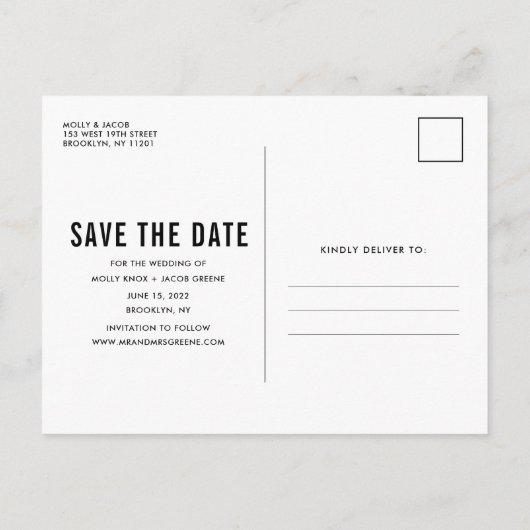 Funny Free Drinks Foto Hochzeit retten das Datum Ankündigungspostkarte (Rückseite)