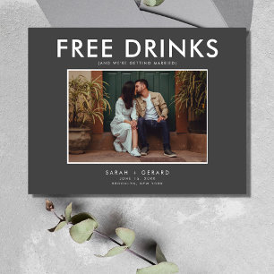 Funny Free Drinks Foto Hochzeit retten das Datum Ankündigungspostkarte