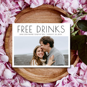 Funny Free Drinks Foto Hochzeit retten das Datum Ankündigungspostkarte