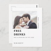 Funny Free Drinks Foto Hochzeit retten das Datum Postkarte (Vorne/Hinten)
