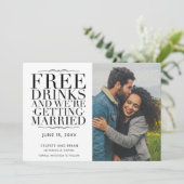 Funny Free Drinks Foto Hochzeit retten das Datum Save The Date (Stehend Vorderseite)