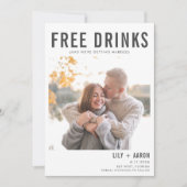 Funny Free Drinks Foto Hochzeit retten das Datum Save The Date (Vorderseite)