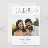 Funny Free Drinks Foto Hochzeit retten das Datum Save The Date (Vorderseite)