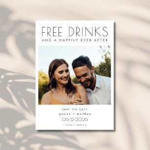 Funny Free Drinks Foto Hochzeit retten das Datum Save The Date