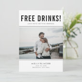 Funny Free Drinks Foto Hochzeit retten das Datum Save The Date (Stehend Vorderseite)