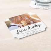 Funny Free Drinks Foto Hochzeit retten das Datum Untersetzer (angewinkelt)